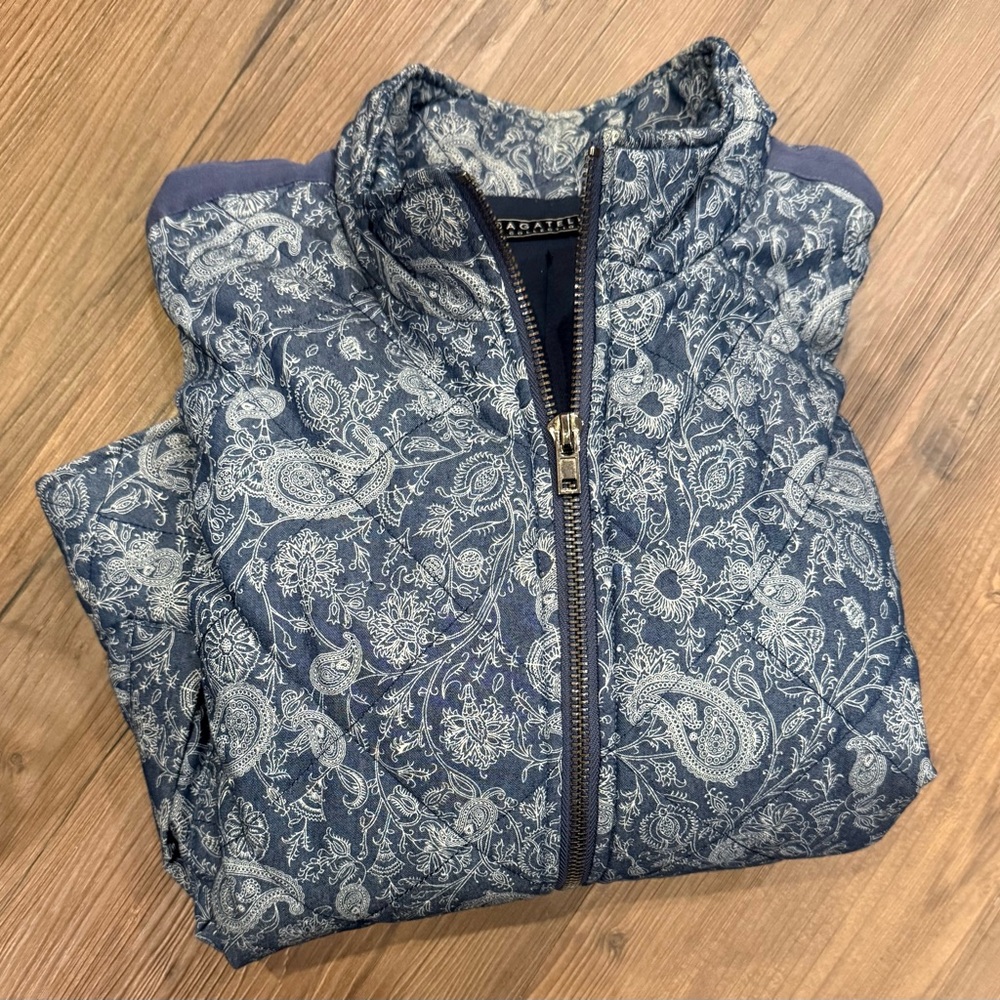 Bagatelle Collection Floral Blue Quilted Jacket size 3X